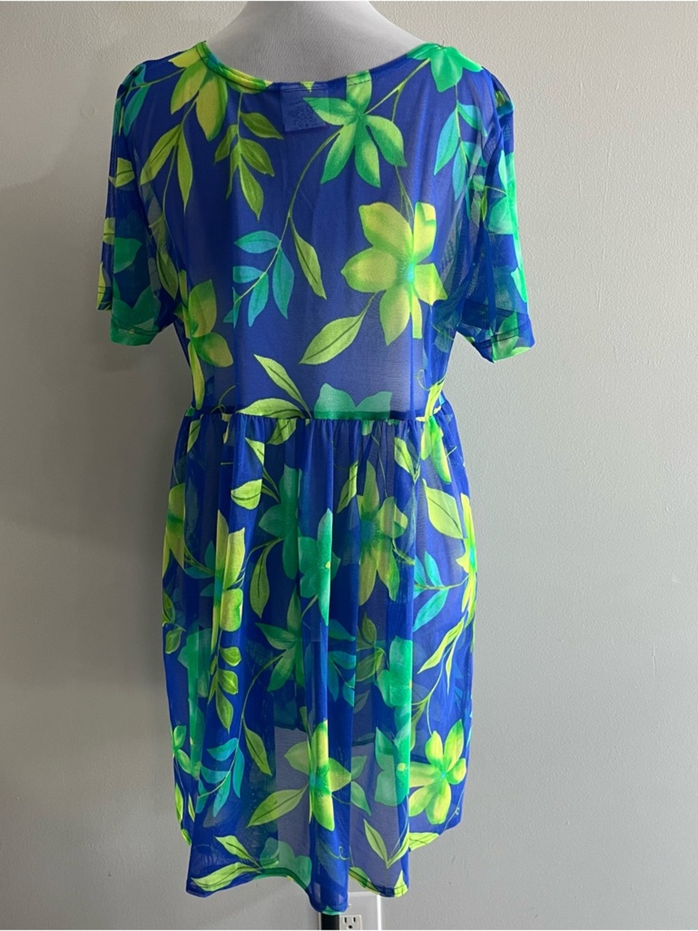 NWT VINTAGE Cole of California Women's Floral Mesh Bathing Suit Cover-Up Dress